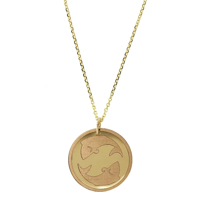 14K Yellow Gold Pisces Zodiac Pendant