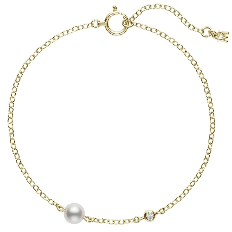 MIKIMOTO Akoya Cultured Pearl & Diamond Station Bracelet