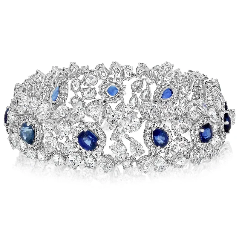 Multi Shape High Fashion Diamond & Sapphire Bracelet