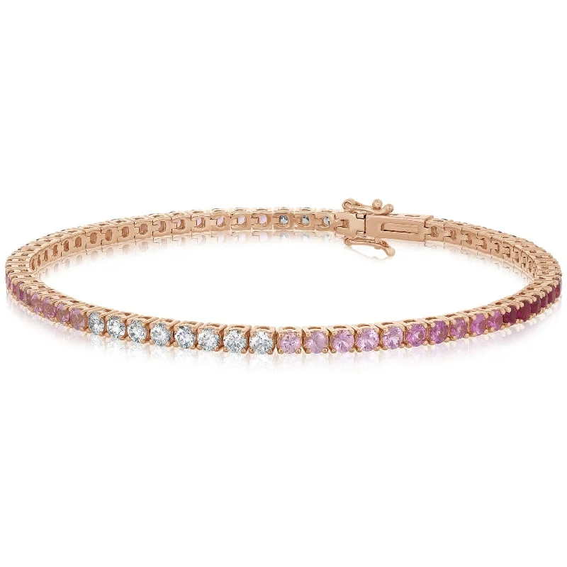 Pink Sapphire & Diamond Ombre Tennis Bracelet