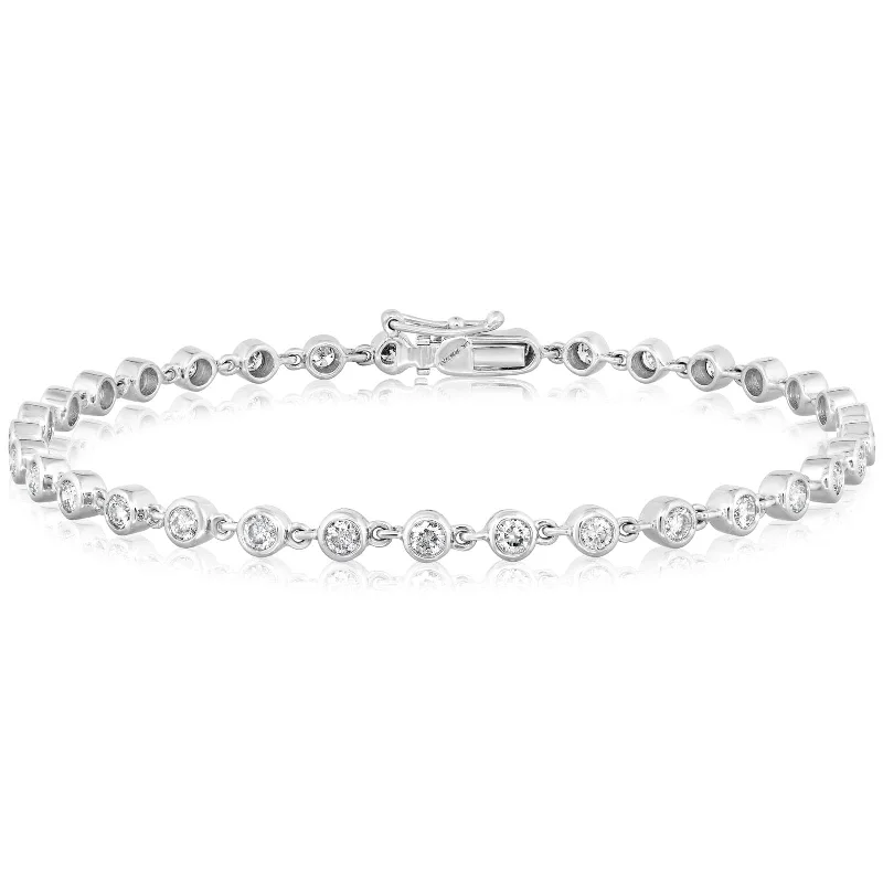 Round Bezel Set Diamond Tennis Bracelet