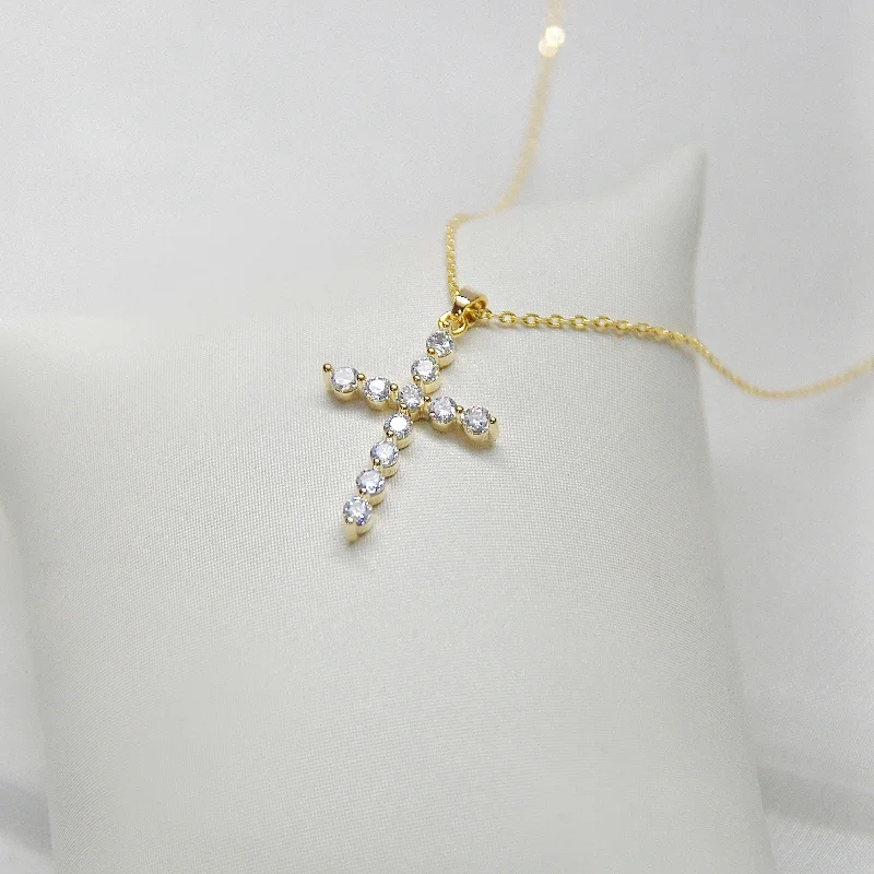 Round CZ Stone Cross