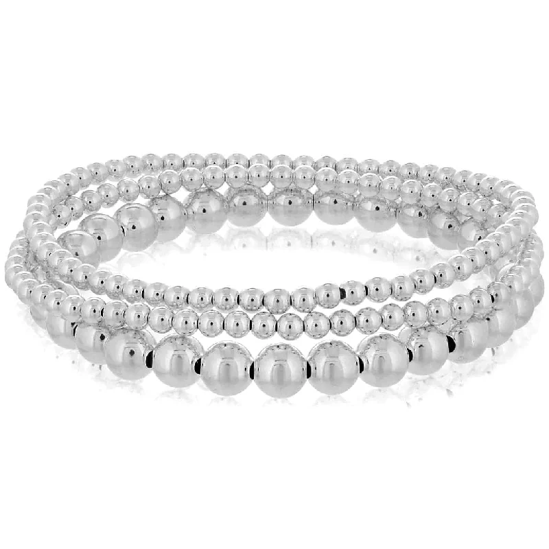 Silver Bead Bracelet Stack