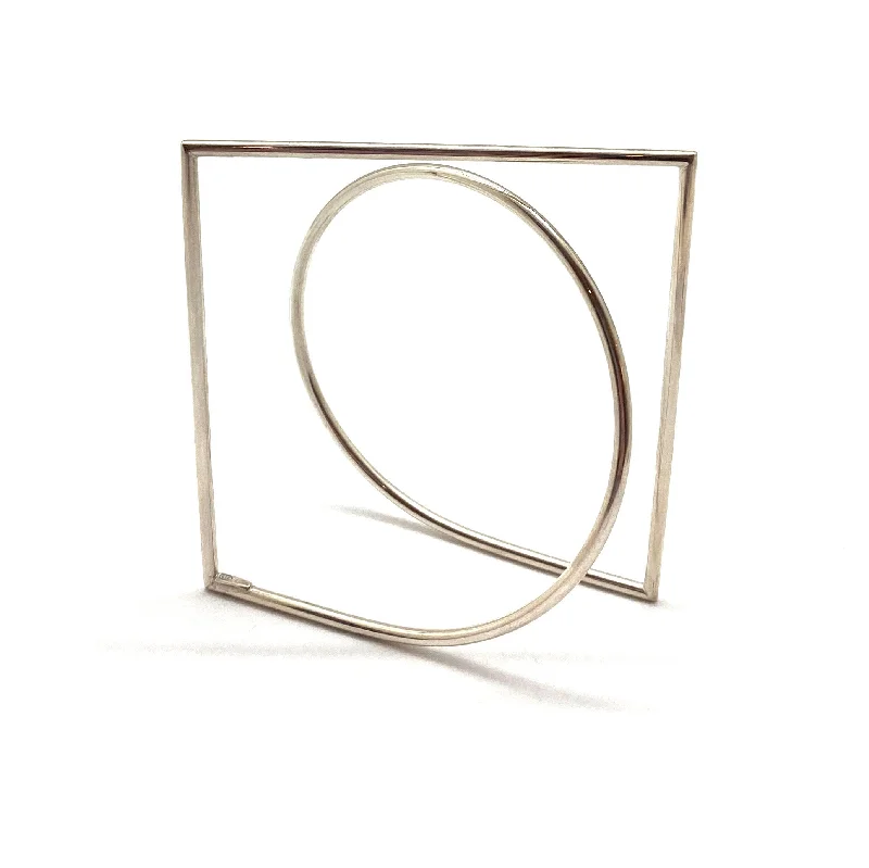 Square Architecture Bangle Bracelet - Silver