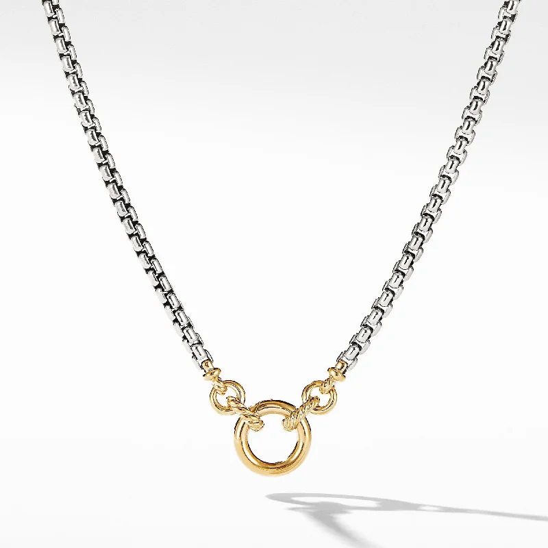 Amulet Vehicle Box Chain Necklace with 18K Yellow Gold