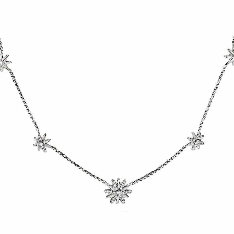 Starburst Station Chain Necklace with Diamonds