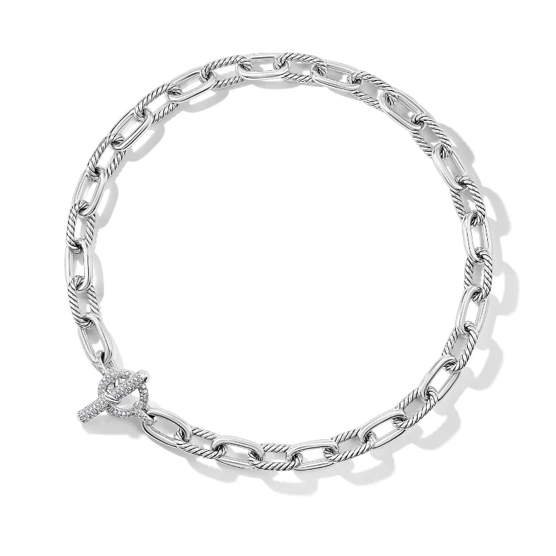 DY Madison® Toggle Chain Necklace in Sterling Silver with Diamonds 11mm