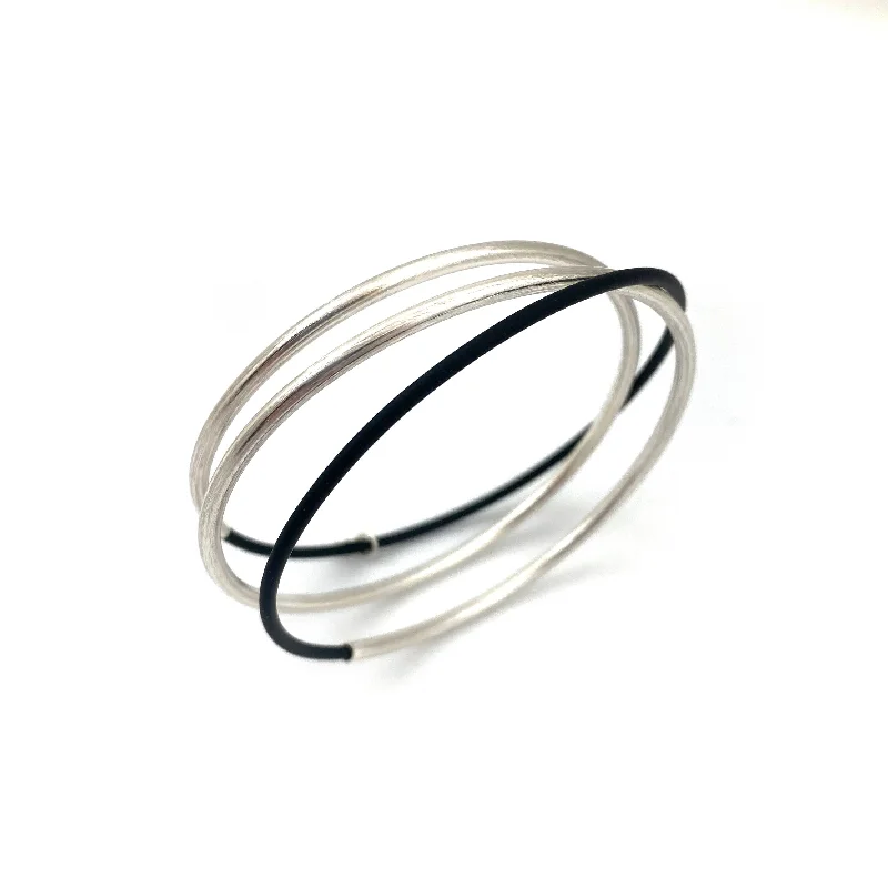 Sterling Silver and Rubber Bracelet