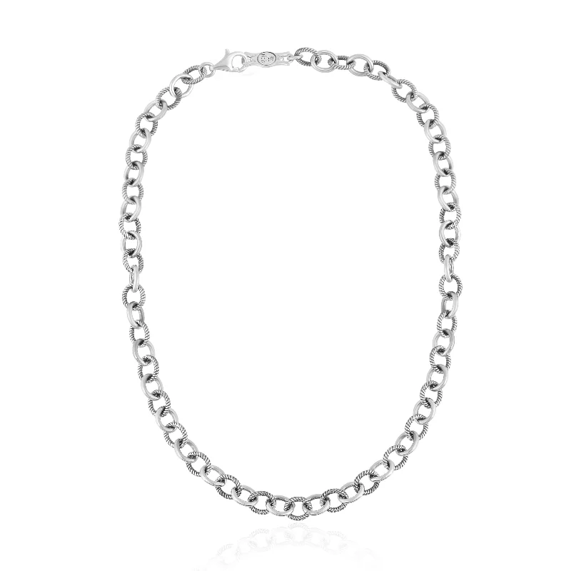 Sterling Silver Oval Link Chain Necklace, 17 or 20 Inches