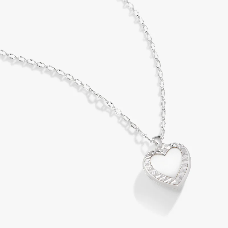 Textured Heart Locket Necklace