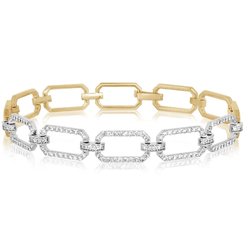 Two Tone 1.25 Carat Diamond Large Link Bracelet