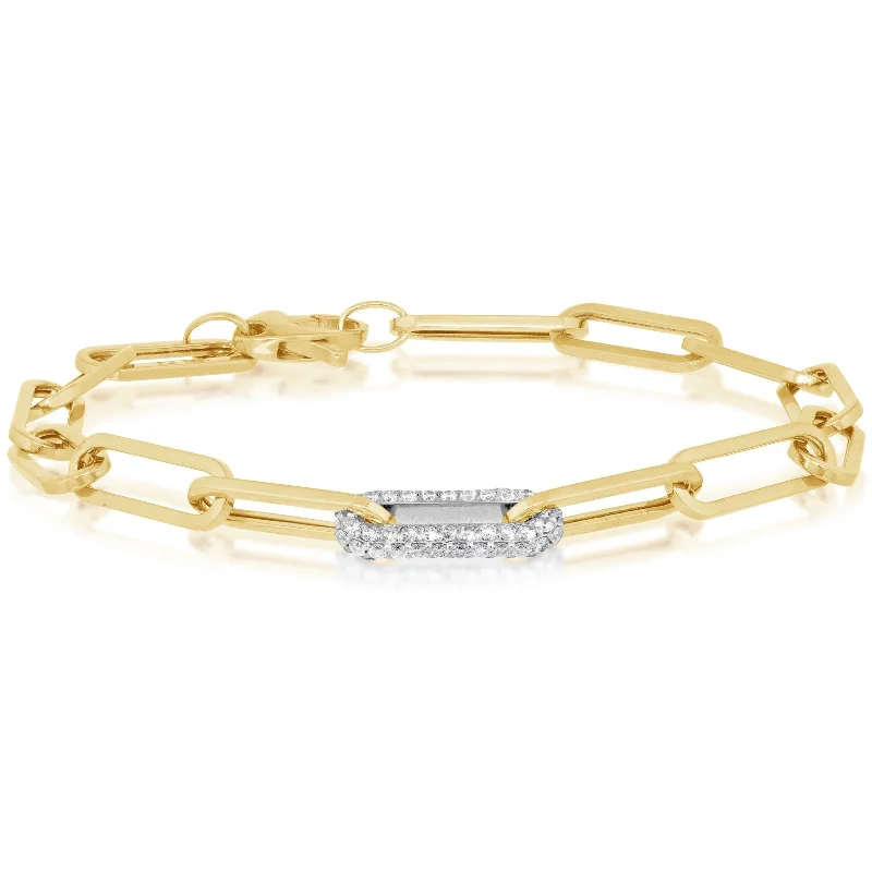 Two Toned Diamond Paperclip Bracelet