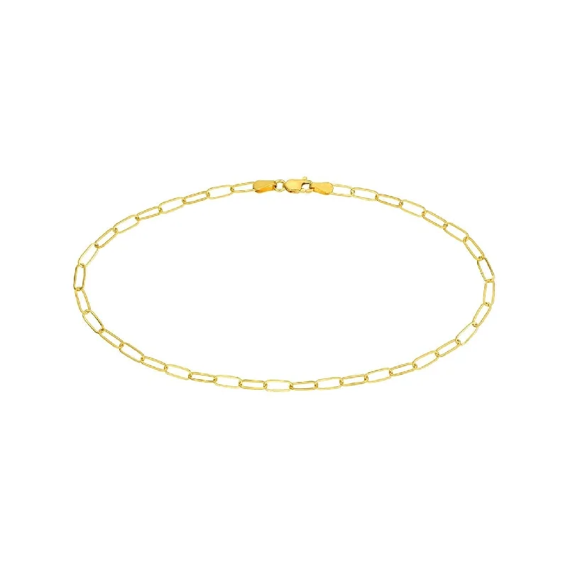 Yellow Gold 10" Paperclip Chain Anklet